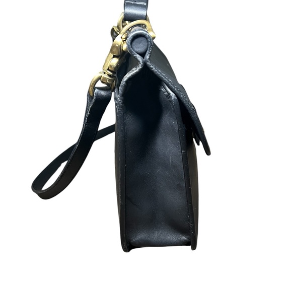 Black Leather Satchel with Gold Accents - Picture 4 of 8